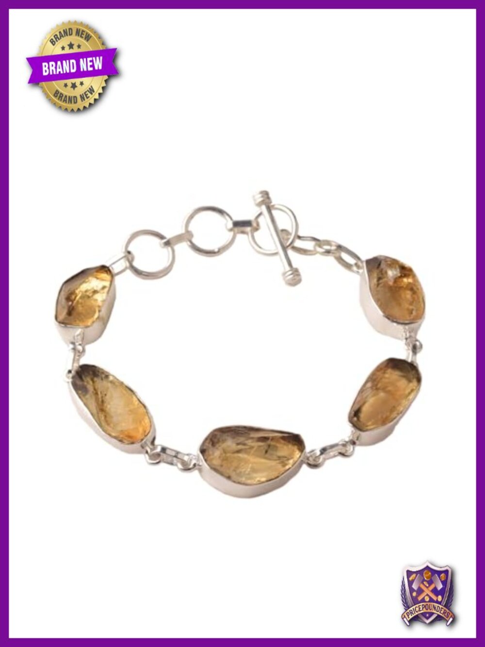 Handmade Raw Citrine Bracelet Adjustable Link Toggle Clasp Natural Gemstone